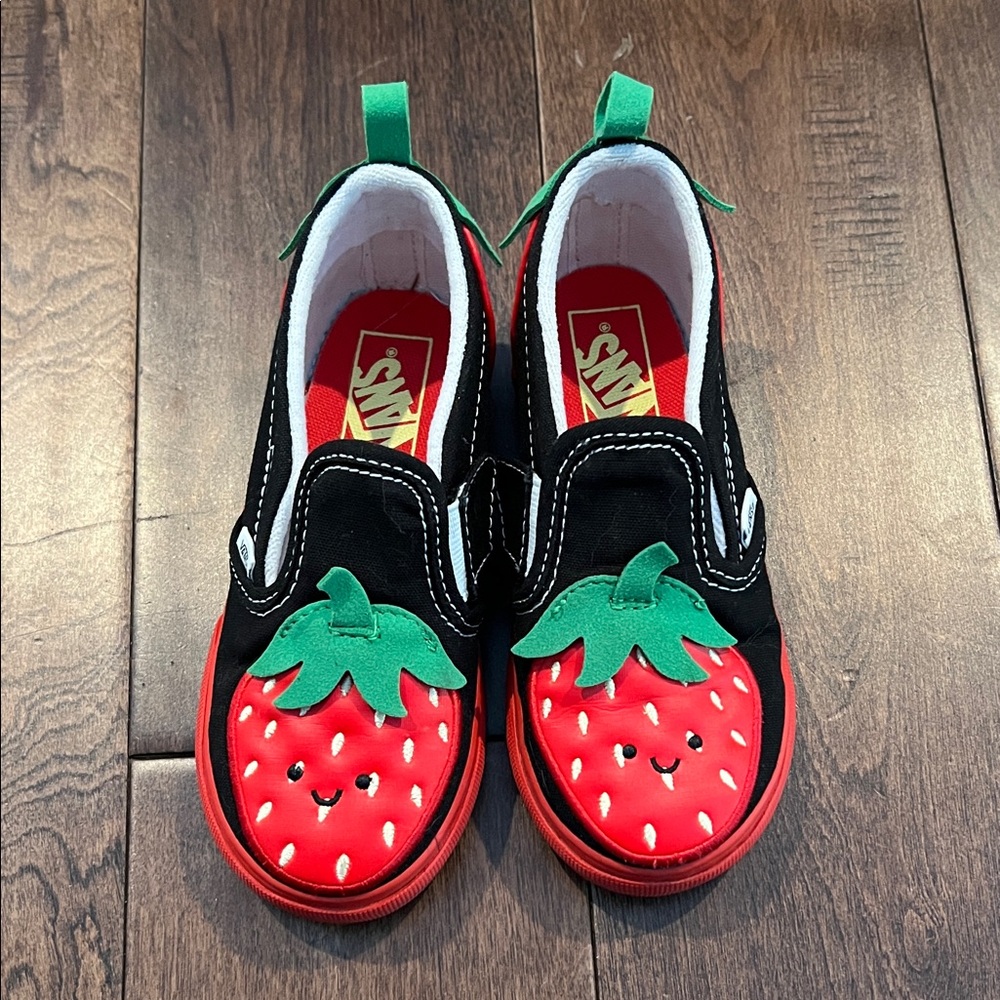 Vans Kids Black and Red Strawberry Sneakers